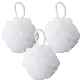 MUJI 無印良品 泡立網浴球 大, 白色, 1入, 3顆