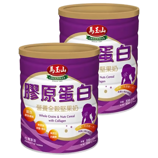 馬玉山 膠原蛋白 營養全榖堅果奶, 含膳食纖維 無糖無香料, 850g, 2罐