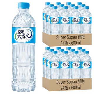 Super Supau 舒跑 天然水, 南投埔里水源, 減塑瓶身設計, 輕巧單瓶裝, 600ml, 48瓶