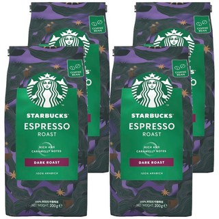 星巴克 濃縮烘焙咖啡豆, 100%阿拉比卡咖啡豆, 200g, 4包