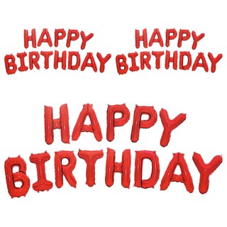 生活King 可懸掛生日快樂字母氣球 HAPPY BIRTHDAY Set 字母視覺鮮明 方便懸掛佈置簡單, 紅色, 3組