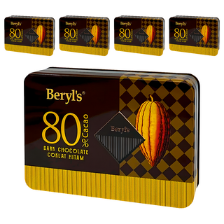 Beryl's 80%可可含量黑巧克力 108g (鐵盒裝), 5盒