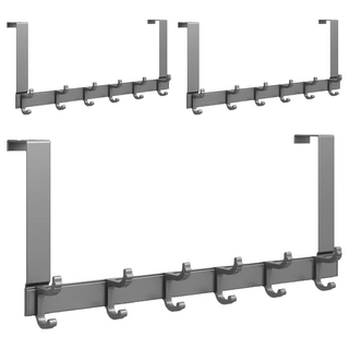 太空鋁門後掛鉤 上下鉤設計 雙倍吊掛收納 美觀不易生鏽 6鉤, 槍灰色, 3個