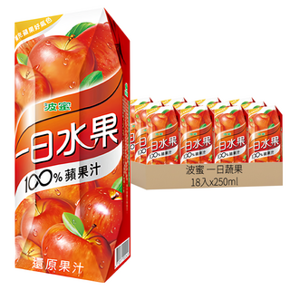 波蜜 一日蔬果 100%蘋果汁, 250ml, 18入