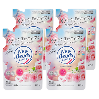 Kao 花王 New Beads 植萃香氛洗衣精補充包 玫瑰木蘭花, 4包, 560g