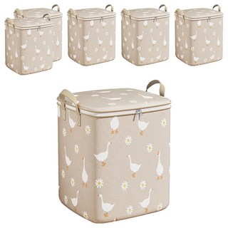 小鴨 巨無霸換季衣物箱 拉鍊款, 米鵝, 6個, 55 x 45 x 55cm