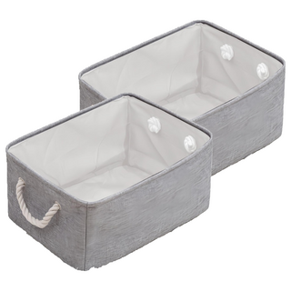菓拉小舖 可折疊棉麻衣服收納箱, 灰色, 2個