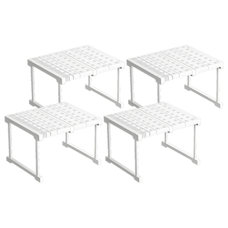 小麥購物伸縮分層隔板 B089 37~48 x 42 x 32cm 衣櫃廚房浴室多用途收納置物架, 4個, 白色