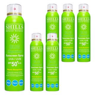 SHILLS 舒兒絲 很耐曬超清爽防副美白防曬冰鎮噴霧 天然植萃草本 SPF50+, 180ml, 6瓶