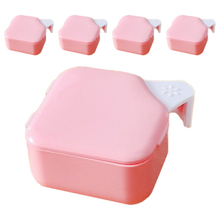 日式假牙套清潔雙層浸泡盒-粉,5入, 假牙清潔收納好幫手, 1入, 5個