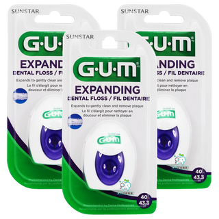 SUNSTAR 三詩達 G.U.M 超薄扁平膨脹牙線 含蠟 2030, 40m, 1個, 3個