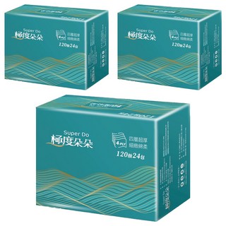 Super Do 極度朵朵 4層超厚柔抽取式花紋家用紙 120抽, 24包, 3袋