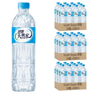Super Supau 舒跑 天然水, 南投埔里水源, 減塑瓶身設計, 輕巧單瓶裝, 600ml, 72瓶