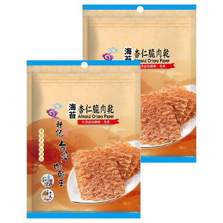 軒記台灣肉乾王 海苔杏仁脆豬肉乾, 嚴選台灣溫體豬後腿肉, 手工薄切, 不添加防腐劑, 100g, 2包