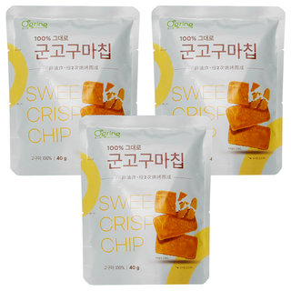 Ogring 無添加香烤地瓜脆片 原味, 40g, 3個