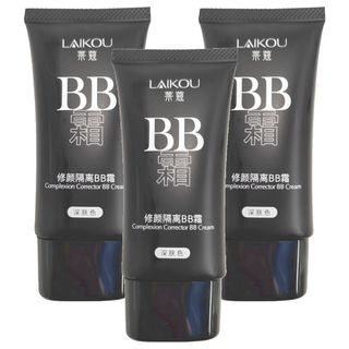 LAIKOU萊蔻 多效修護隔離BB霜 深膚色 均勻膚色 輕盈透氣 持久服貼, 50g, 3條