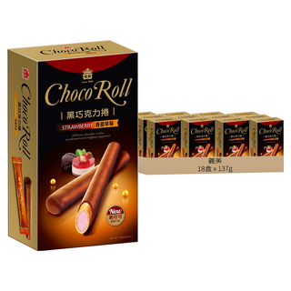 義美 黑巧克力捲 香甜草莓, 137g, 18盒