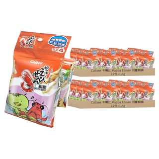 Calbee 卡樂比 Kappa Ebisen 河童蝦條 香辣燒烤味迷你蝦條, 14g, 24包