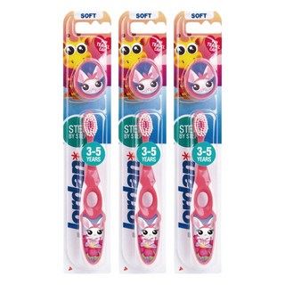 Jordan 兒童牙刷，3-5歲，雙密度敏感刷毛, 款式隨機, 1入, 3支