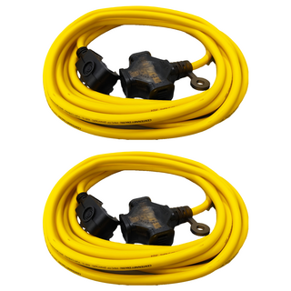 PowerWork 動力工廠 1對3座耐熱動力軟線 HVCTF 2.0mm²耐熱阻燃線材 F型平貼式插頭, 4.5m, 黃色, 2條