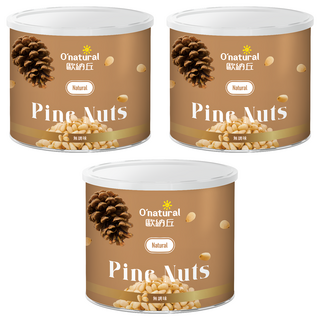 O'natural 歐納丘 純天然松子 輕烘焙 非油炸 無調味 含優質油脂 素食可食, 150g, 3罐