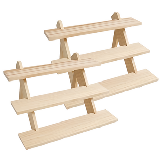 實木階梯式展示架 戒指耳環卡片化妝品陳列展示, 原木色, 2個
