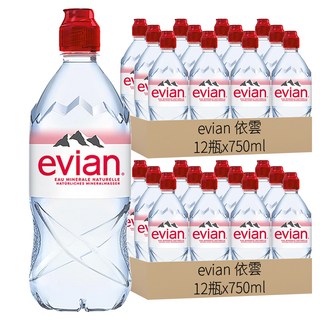 evian 依雲 台灣公司貨 天然礦泉水, 750ml, 24瓶
