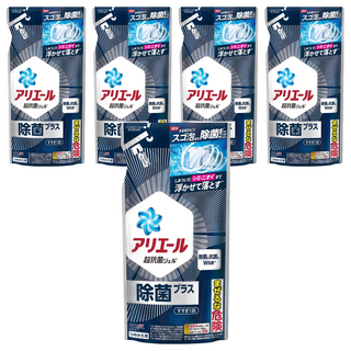 ARIEL 日本原裝進口 濃縮洗衣精 強力除菌淨白PLUS 補充包 藍色, 430g, 5包