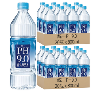 統一PH9.0 鹼性離子水, 800ml, 40瓶