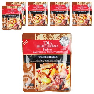 T.N.A. 悠遊餐包 狗狗貓咪適用 即拆即食 無添加防腐劑及人工香料 100%真食材, 紐西蘭牛肉燉蕃茄金薯佐時蔬, 150g, 6包
