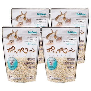 PETBEST 午後の小品小動物【粟米爆米花】4入, 寵物鼠兔適用，天然無添加，健康美味零食, 60g