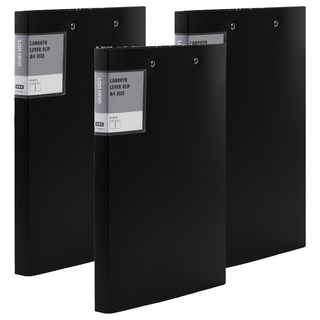 Lan CHYn 連勤牌文具 PP 馬卡龍色系強力夾 雙上 LC-612D-1 K, 黑色, 3本