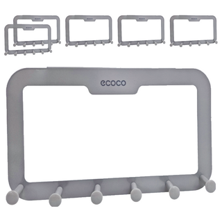 ecoco 意可可 免釘無痕門後掛勾 L型, 灰色, 6個