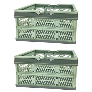 多功能用途可摺疊收納籃 大容量設計 出行居家使用, 薄荷綠, 中(38 x 25.5 x 20cm), 2個