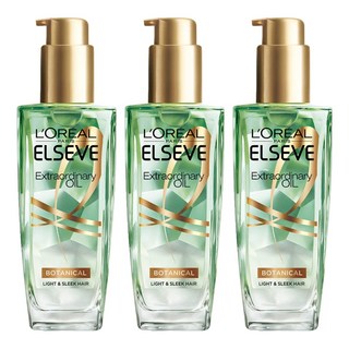 L'OREAL PARiS 巴黎萊雅 金緻護髮精油草本植萃精華 深層滋養 輕盈柔順展現健康光澤, 100ml, 3瓶