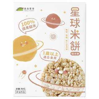 FOREST PLANET 森森星球 星球米餅, 100%國產糙米, 無鹽無糖, 適合1歲以上, 糙米, 40g, 1包