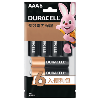 DURACELL 金頂 台灣公司貨 鹼性AAA電池 4號, 1組, 6顆