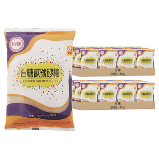 台糖 貳號砂糖 蔗糖精製 (20包), 1kg, 40包