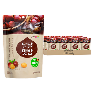 gomgom 甜栗子 Set 6包, 100%栗子, 80g, 12包