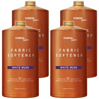 KUNDAL 昆黛爾 3倍濃縮衣物柔軟精 白麝香, 1.58L, 4瓶