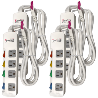 Tyson 太順電業 5切4座3P延長線 TS-354AS 6R 台灣製造, 1.8m, 白色, 4條