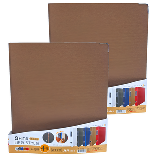 Sunny 三瑩文具 SHINE 珠光系列 大孔徑資料夾 4孔 A4 320 x 270 x 50mm, 咖啡色, 2個