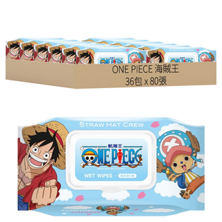 Sanrio 三麗鷗 航海王 天空藍款 純水濕紙巾 36包, 80張