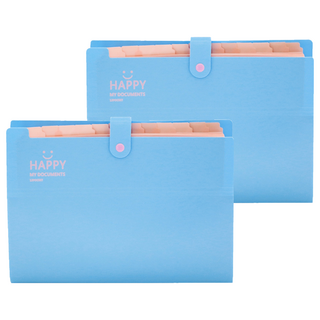 E.dot 12層風琴資料夾 A4 32.5 x 24 x 2.5cm, 藍色, 2個