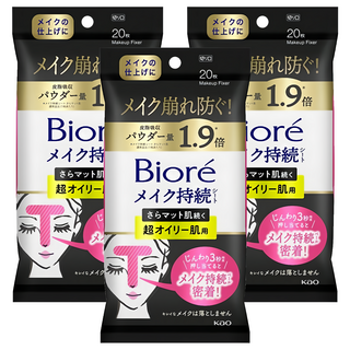 Biore 蜜妮 持妝控油補妝濕巾 T字區部位 20片, 20張, 3包