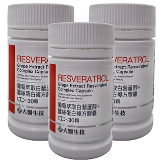 大醫生技 葡萄萃取白藜蘆醇 + 蠶絲蛋白複方膠囊 30顆, 600mg, 3罐