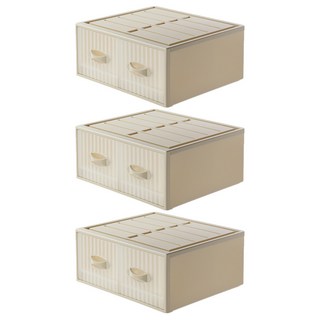 KEYWAY 聯府 雙抽式抽屜整理箱 32L, 米黃色, 3個