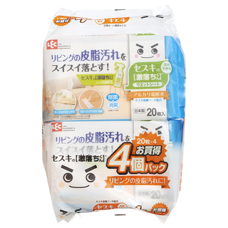 LEC 激落倍半碳酸鈉居家及地板清潔濕巾 20張, 4包
