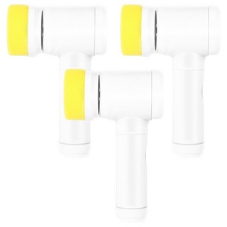 多功能無線電動清潔刷 充電款 3個 洗碗刷, 白色 + 黃色