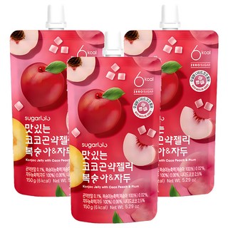 sugarlolo 蒟蒻果凍飲 水蜜桃&李子口味, 150g, 3個